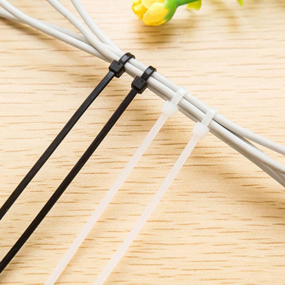Selvlåsende nylon kabelbindere kabelhåndtering ledningsopbevaring bindende ledningsnet kabel kabel lynlåse 100 stk