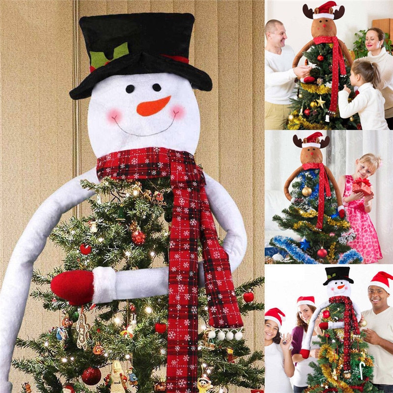 Sneeuwpop hoofd kerstboom topper decoratie hert kerstman kerstfeest feestelijk hangend ornament