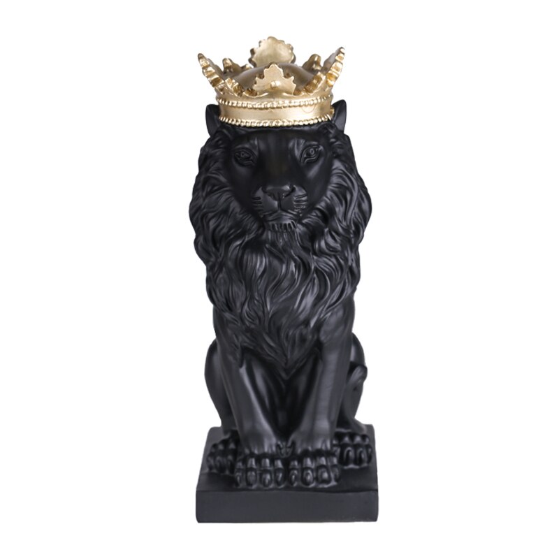 Modern Crown Lion Sculpture Nordic Resin Male Lion Statues Home Office Bar Decoration Art Abstract Animal Ornaments Decor