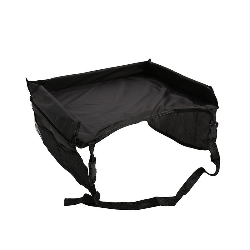 Bandeja para asiento de coche de bebé, bandeja para cochecito de niños, soporte para comida y agua, mesa portátil impermeable para niños, para coche, nueva mesa de almacenamiento para niños: Black