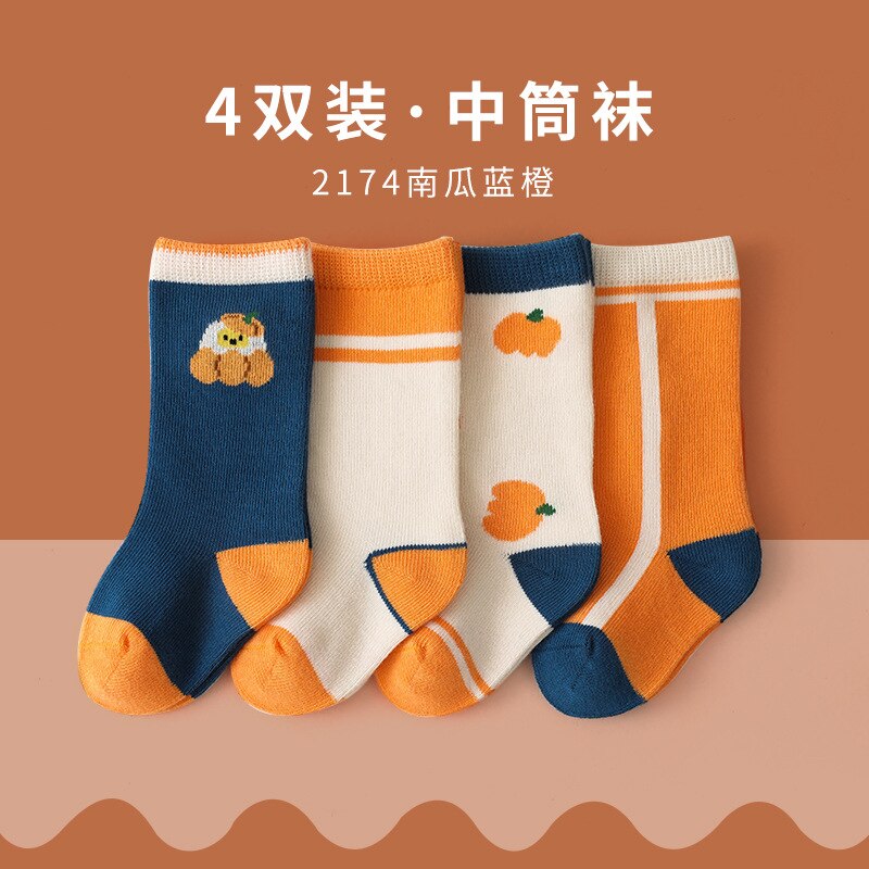 8 pçs outono e inverno novas crianças meias meninos e meninas tubo meias dos desenhos animados desossado penteado cottonbaby meias cosas para bebe: 2174 / S 0-1years old