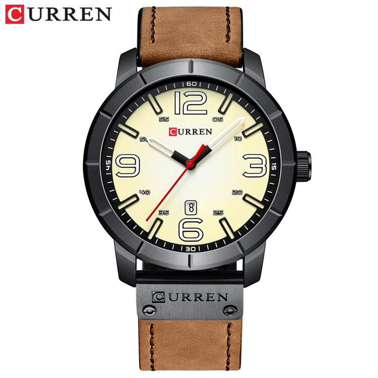 Heren Horloges Topmerk Luxe Quartz Horloge Casual Business Horloges Lederen Mannelijke Horloge Relogio Masculino: black yellow watch