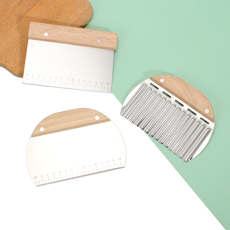 Coupe-pâtisserie en acier inoxydable, grattoir à farine, échelle de hachoir, coupe-pâte à Pizza, couteau ondulé, trancheur de frites