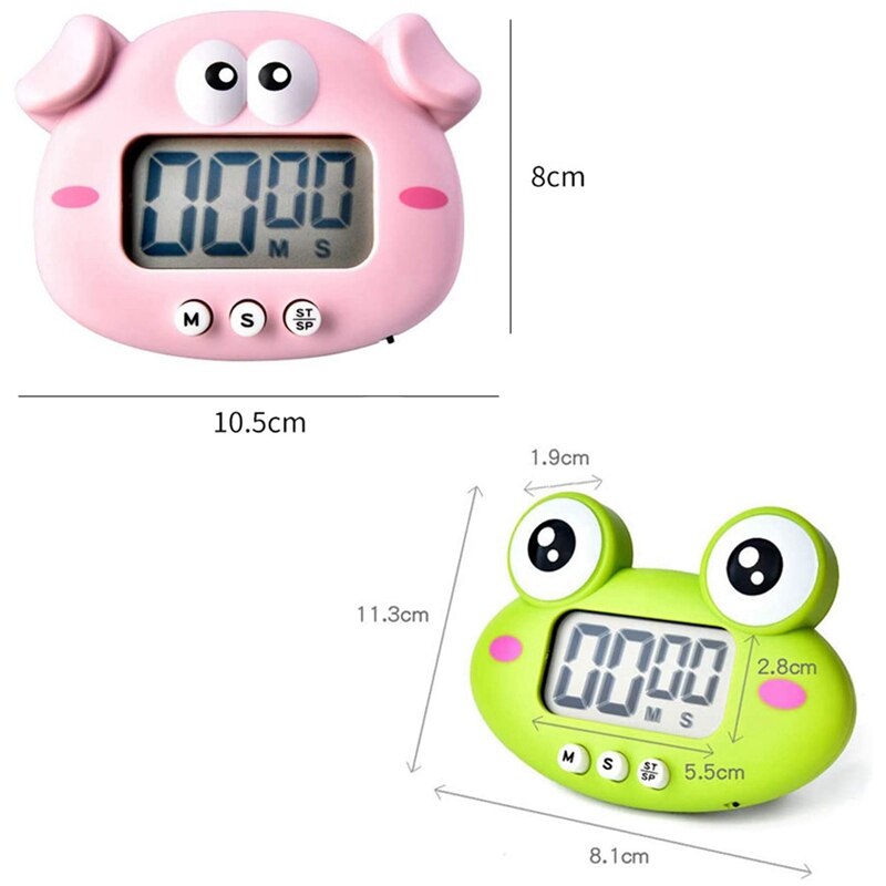 Keuken Timer 2 Stuks, Leuke Cartoon Dier Countdown Timer, Digitale Koken Timer Met Magnetische, groot Scherm Klok
