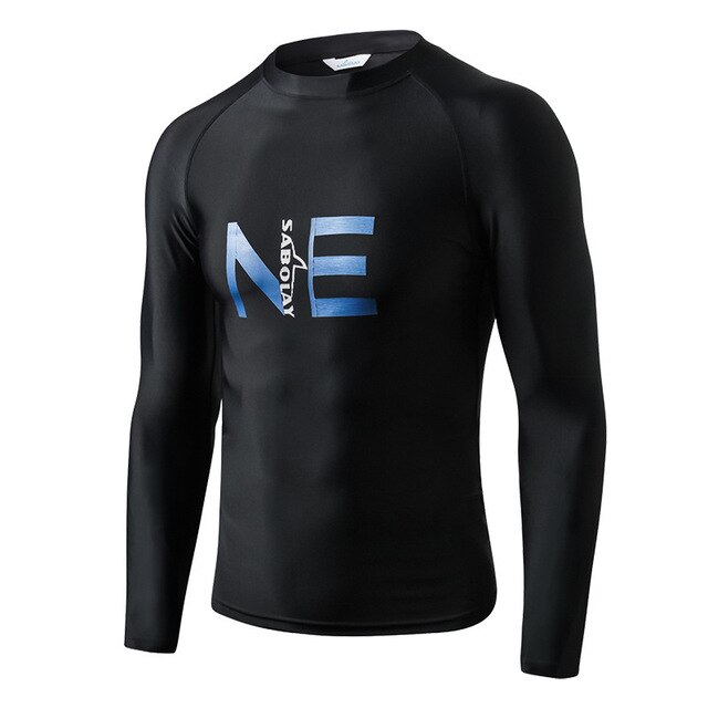 Lange mouwen zwart rashguard heren upf 50+  rashguard zwempak surfen duiken zwemkleding heren wetsuit set broeken shirts: Ny903 overhemden / Aziatische maat l