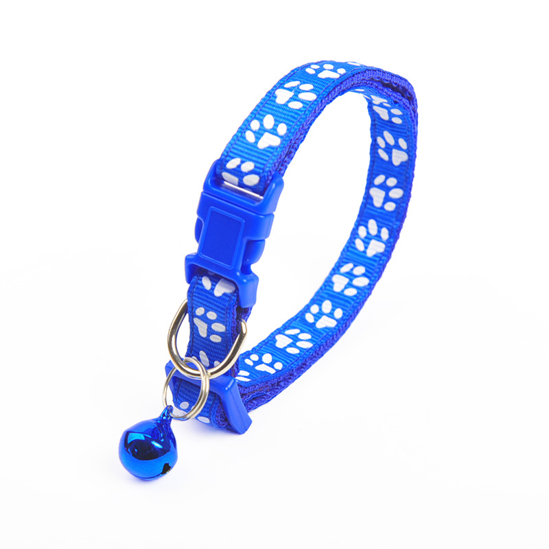 Leuke Bell Halsband Voor Katten Halsband Teddy Bomei Hond Cartoon Grappig Voetafdruk Halsbanden Leads Kat Accessoires Dier Goederen: Blue