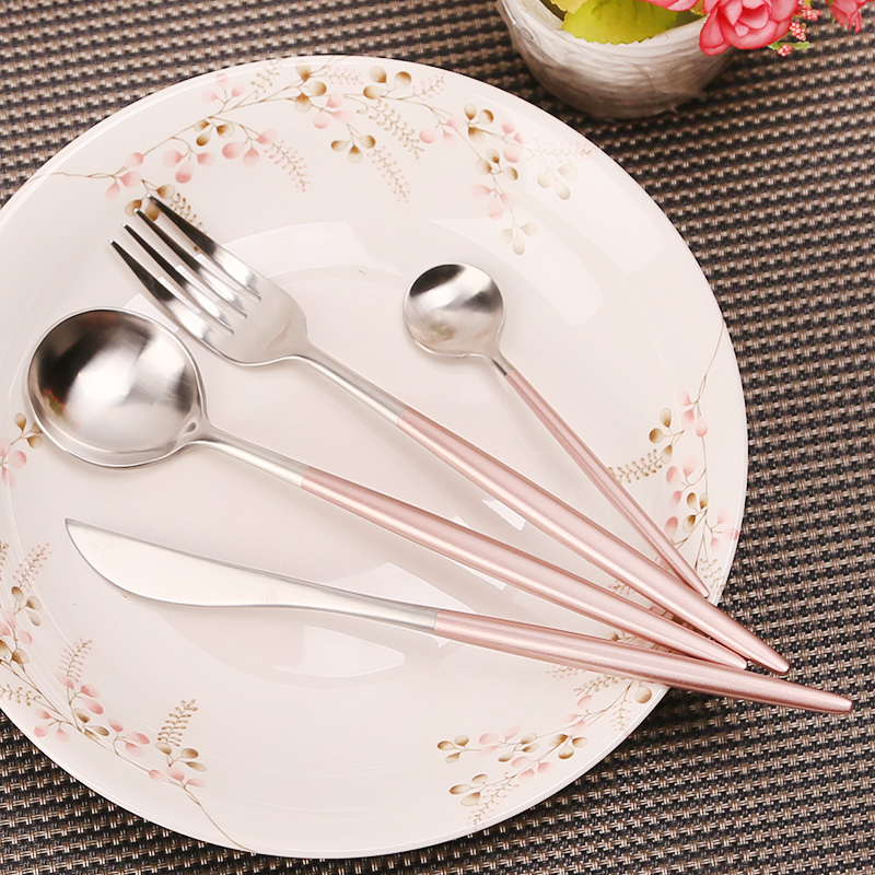 4pcs Serviesje servies 304 Roestvrij 18/10 Staal Bestek Set Steak Mes Vork Eetstokjes Set Koffie Lepel Theelepel Fla