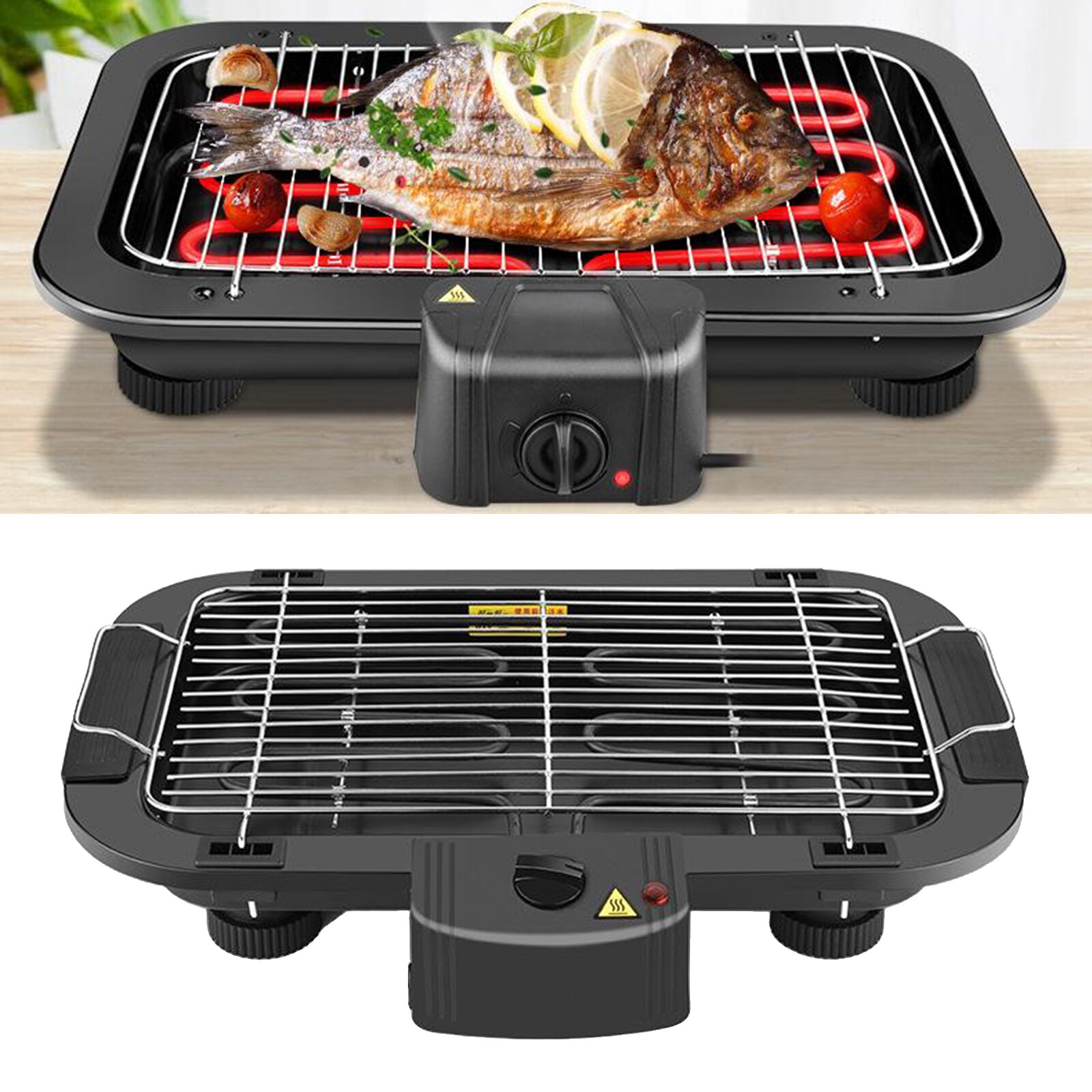 5-Level Control Griddle Electric Table Top Adjustable Temperature Grill BBQ Barbecue Garden Camping Cooking Indoor 1300W