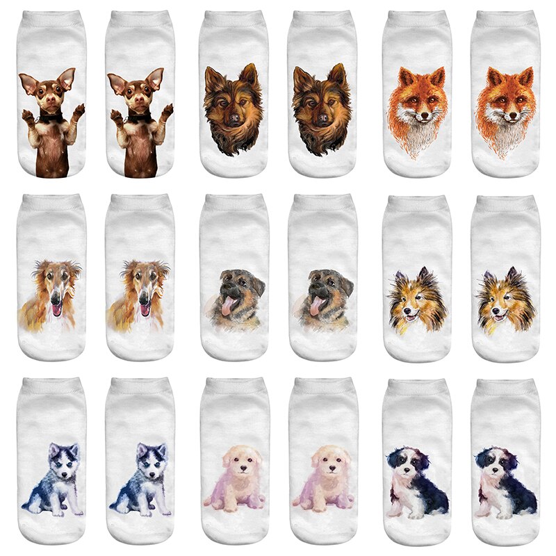 Socks Women 9 Pairs Set Retro Elephant Print Socks Female And Interesting Animal 3D Printed Breathable Cotton Socks: AS12-1