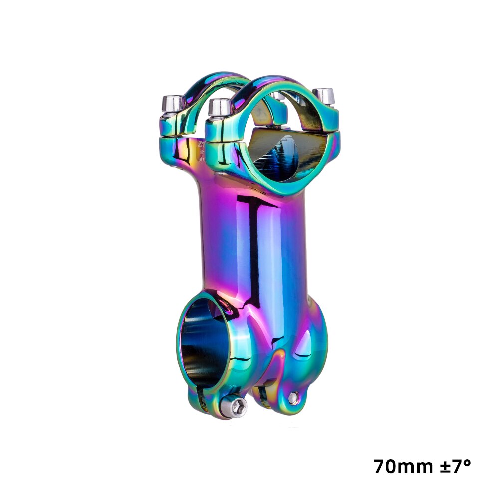 ZTTO Rainbow MTB Road Bike Oil Slick Stem 17 7 Degree 60 70 80 90mm High Strength Lightweight Fit 31.8mm Handlebar XC AM: 7degree 70mm rainbow