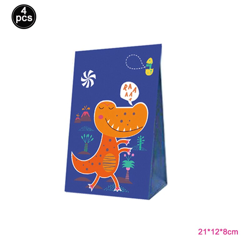 Dinosaurus feest bedankjes zakjes papier dino patroon snoepzak kinder verjaardag goody bag babyshower feestbenodigdheden: 4 stuks oranje zakjes