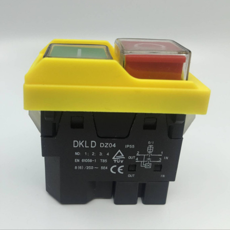 DZ04 4 pins Waterdichte Elektromagnetische Push Button Switches Start Stop Schakelaar voor Slijpmachine 250VAC 8 (6) EEN