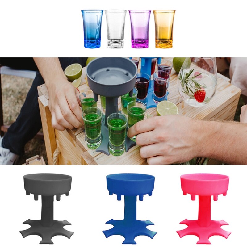 Versatori e supporto per bicchieri da 6 colpi, versatori multipli a 6 colpi per liquore Bourbon, Vodka, distributore di colpi da cocktail B