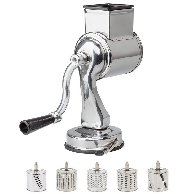 Rotary Cheese Grater 5 Blade Hand Crank Turns Chopper Kitchen Gadgets Potato Slicer Shredder Grinder Extremely Stable 101A