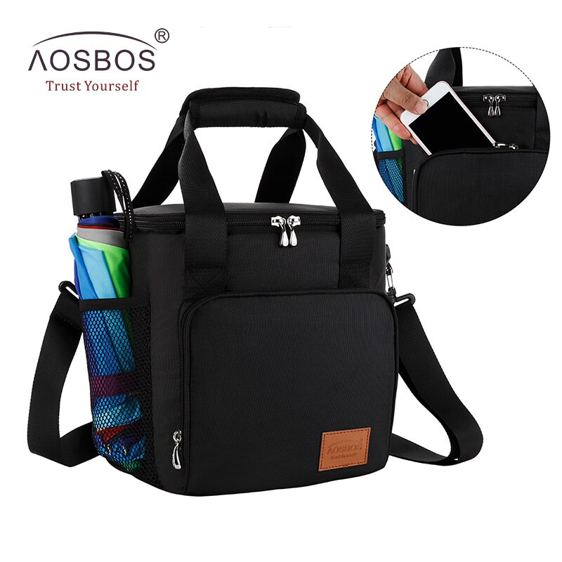 Aosbos Portable sac à bandoulière isotherme thermique sacs fourre-tout grands sacs de stockage de nourriture pour voyage adultes solide pique-nique sac à déjeuner