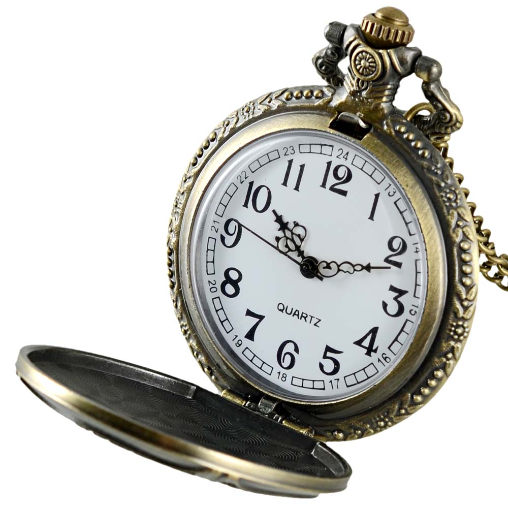 Retro Bronze Fire brigade Quartz Pocket Watch Chains Antique Men Women Necklace Clock