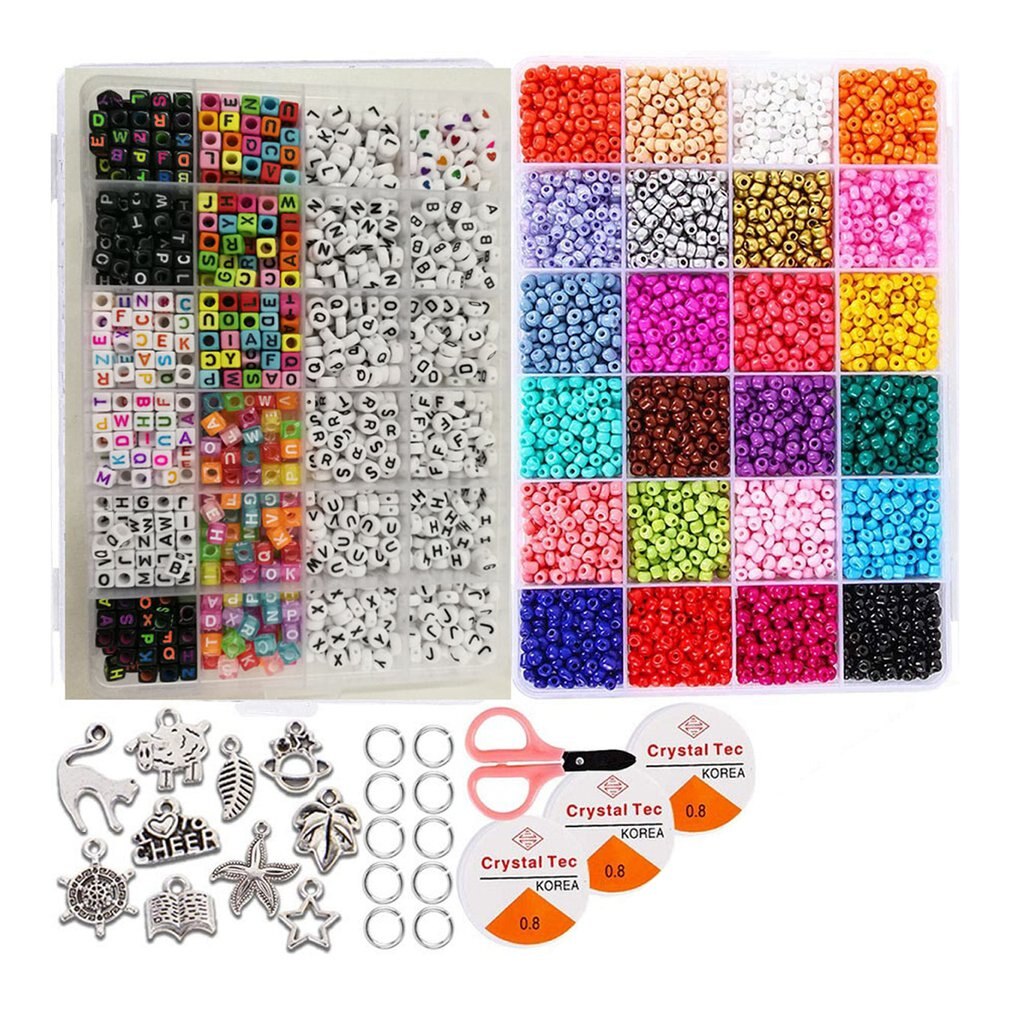 Acrylic Letter Beads Box Kit Letter Beads and Small Craft Beads Jewelry Making Set DIY Bracelet Necklace Beaded Jewelry Set: Default Title