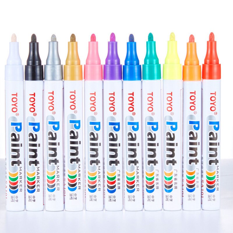 9 Colors White Waterproof Permanent Paint Marker Pen Car Tyre Paint Pen Rubber Tread Environmental Tire Painting DIY Office