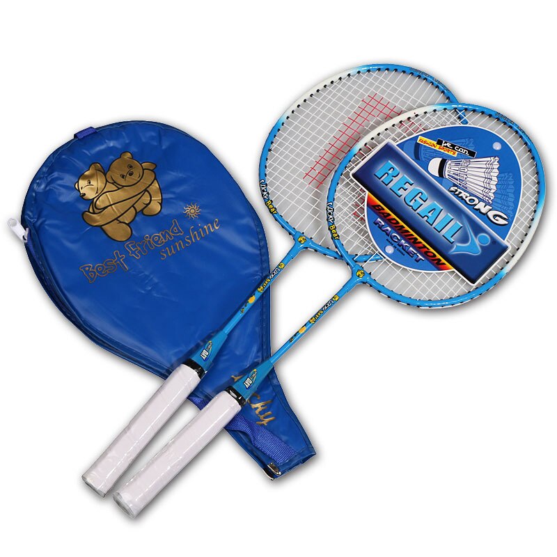 Raqueta de bádminton para niños de dibujos animados de ferroaleación duradera de 2 uds. De reMail: Sky Blue