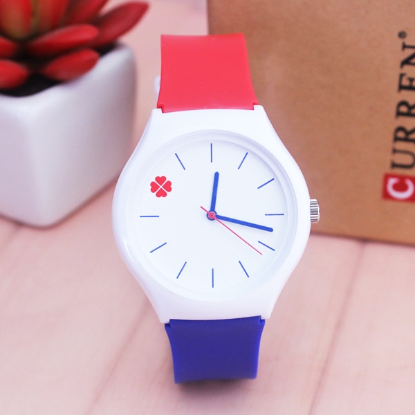 Nazeyt merk dameshorloge waterdicht quartzhorloge met klavertjevier wijzerplaat student kinderen jelly horloge dames siliconen polshorloge