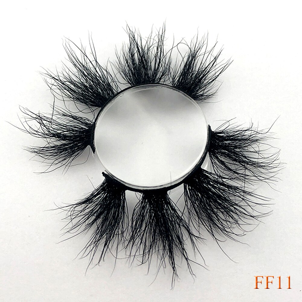100% cils de vison 25mm cils moelleux en désordre 3D faux cils dramatiques longs cils naturels gros maquillage cils de vison: FF11