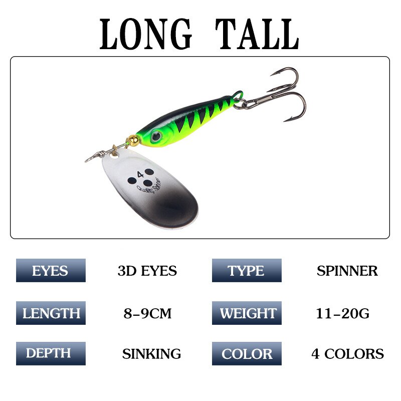 Cuillères à leurres de pêche à la traîne, appâts ménés de type cuillère, Wobbler en métal pour la truite, Wobbler, truite, 11G 15G 20G