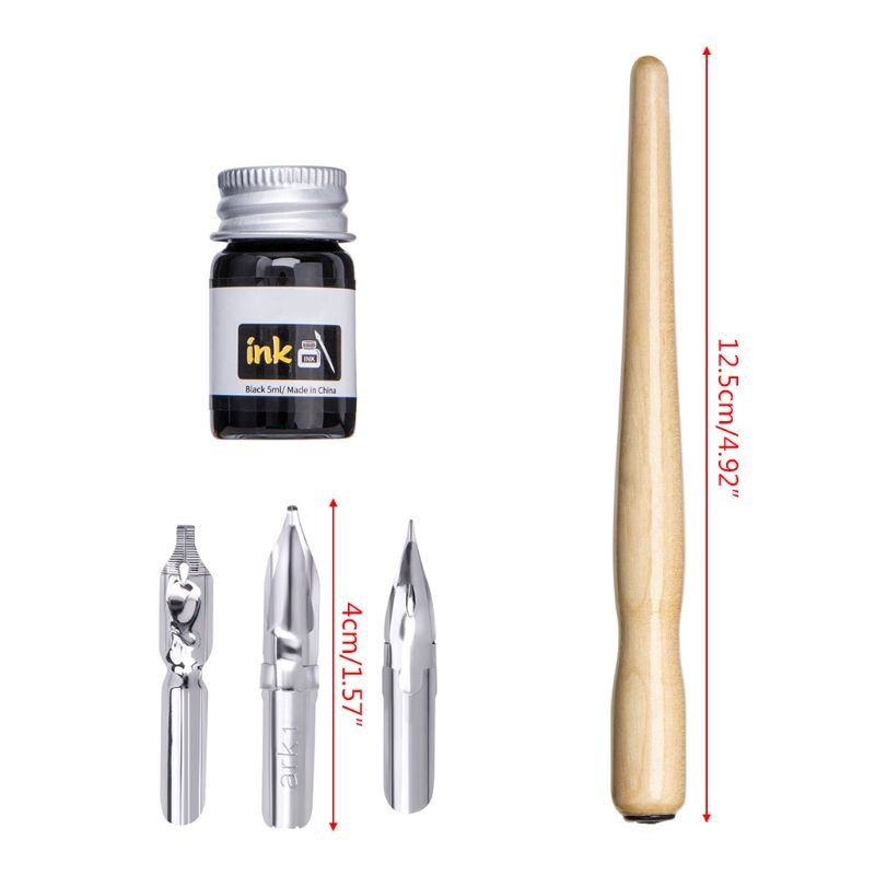 Manga dip caneta conjunto comic pro kit de desenho 3 nibs titular madeira tinta ferramentas caligrafia u4ld