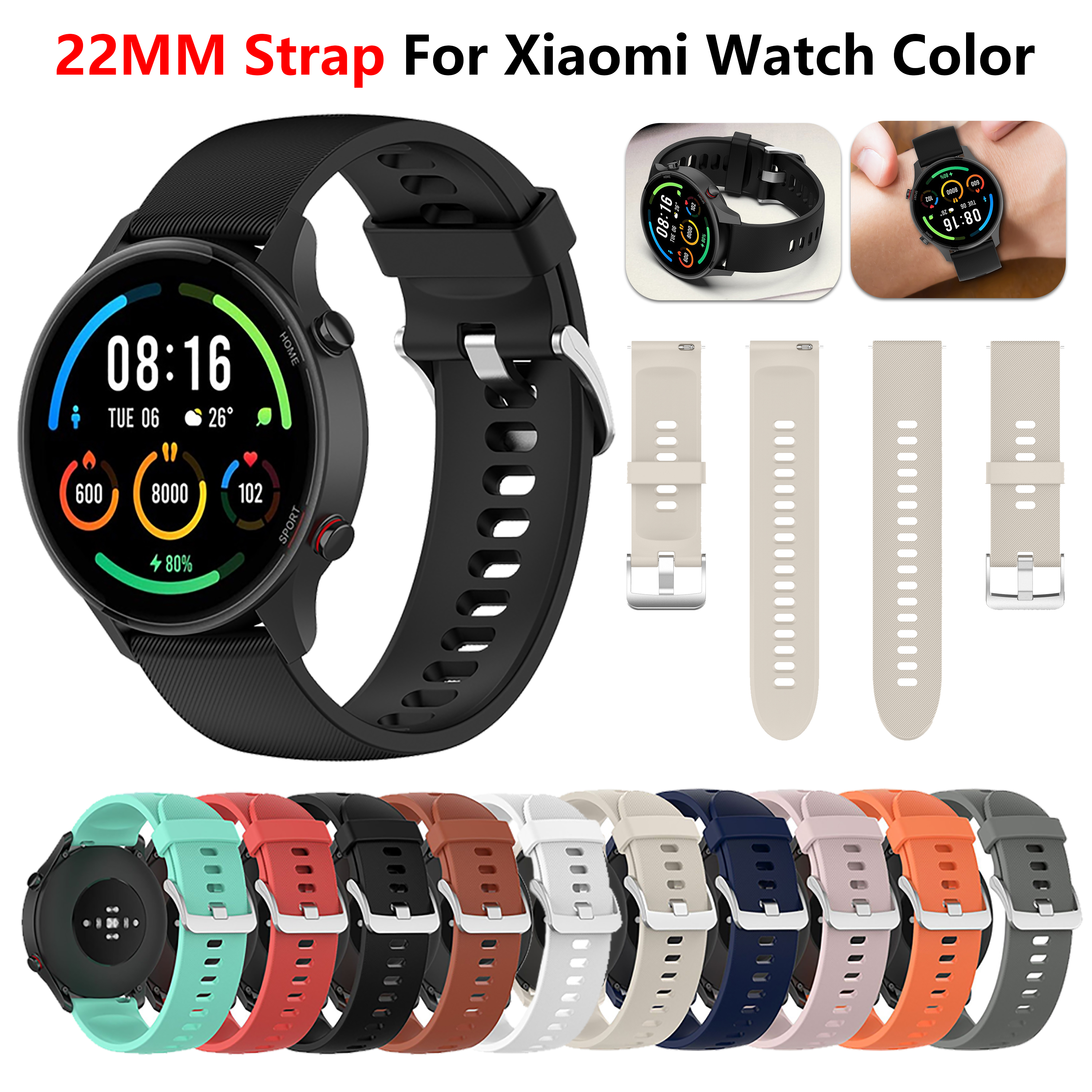 22mm blød silikone urrem til xiaomi mi watch color sportsurrem armbånd til xiaomi watch  s1 pro /s1 active /s2/ color 2