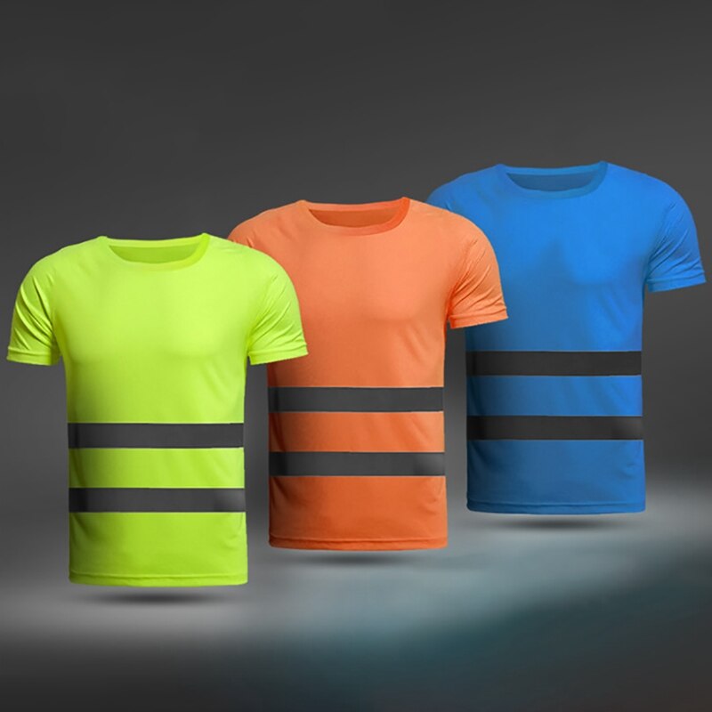 1PC Reflective Safety T-Shirt Short Sleeve High Visibility Tees Tops Safe Gear Fitness Construction Site Sportswear