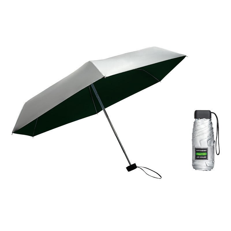 Petit parapluie plat léger et Portable, en titane, argent, titane, cinq plis, pliable, Portable