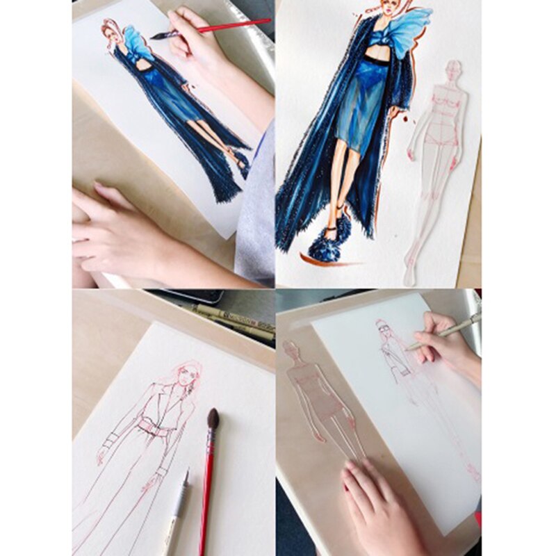 3pcs Ruler Ruler Line Drawing Human Dynamic Template for Cloth Rendering