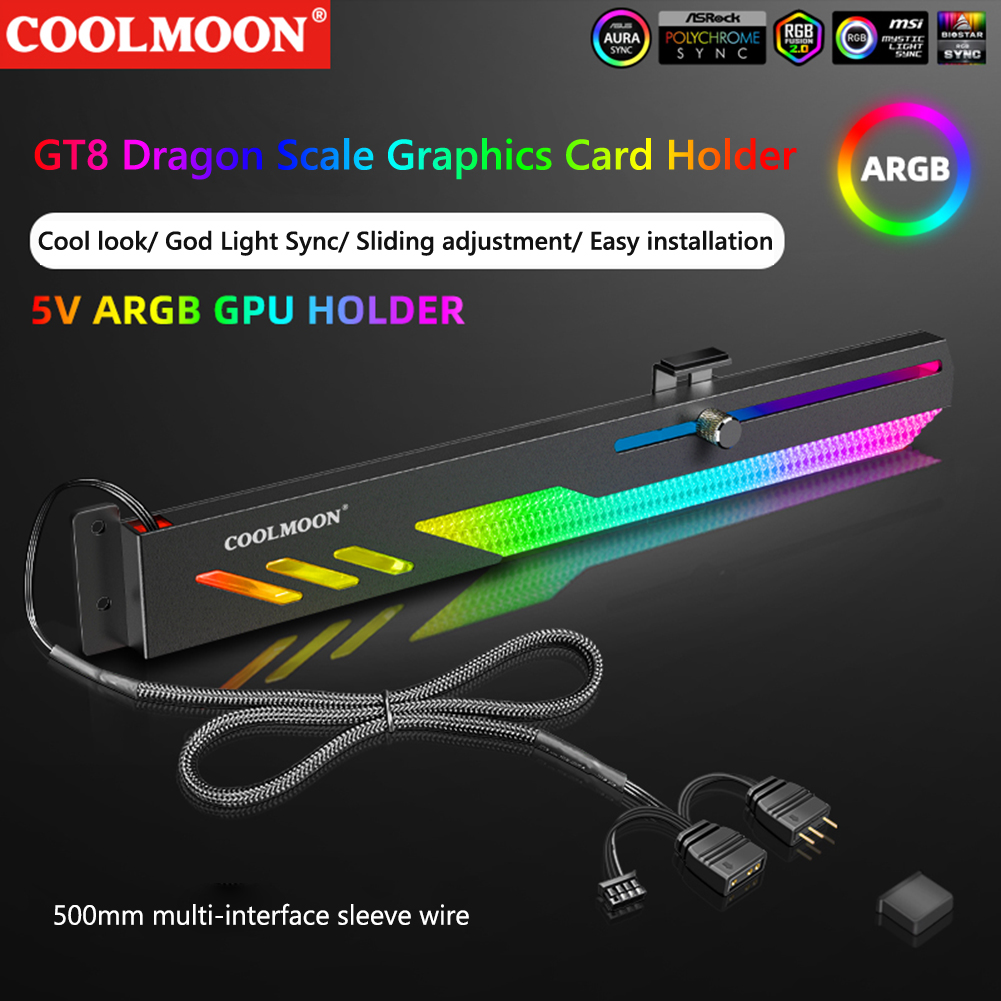 COOLMOON GT8 Horizontal GPU Support Computer Video Card Stand GPU Holder Bracket Computer Graphics Video Card Stand GPU Holder