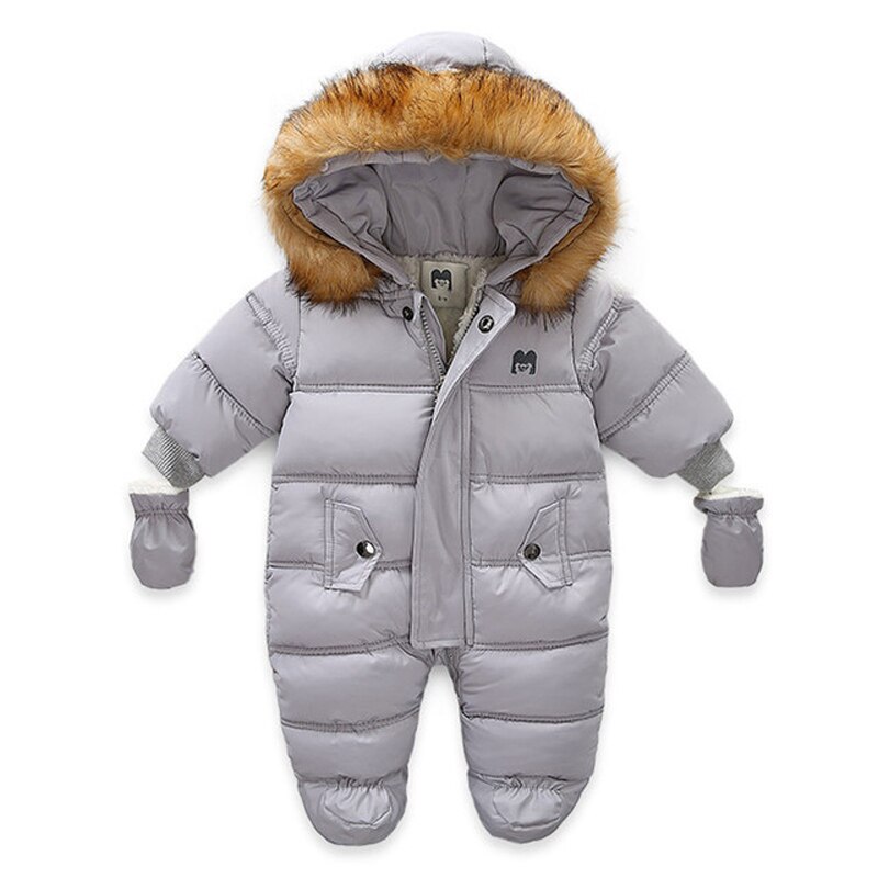 Autumn Children's Down Cotton Snow Wear Baby Clothes 3-24 Months Baby Boy Winter Clothes Overalls For Kids Baby Jumpsuit Gloves