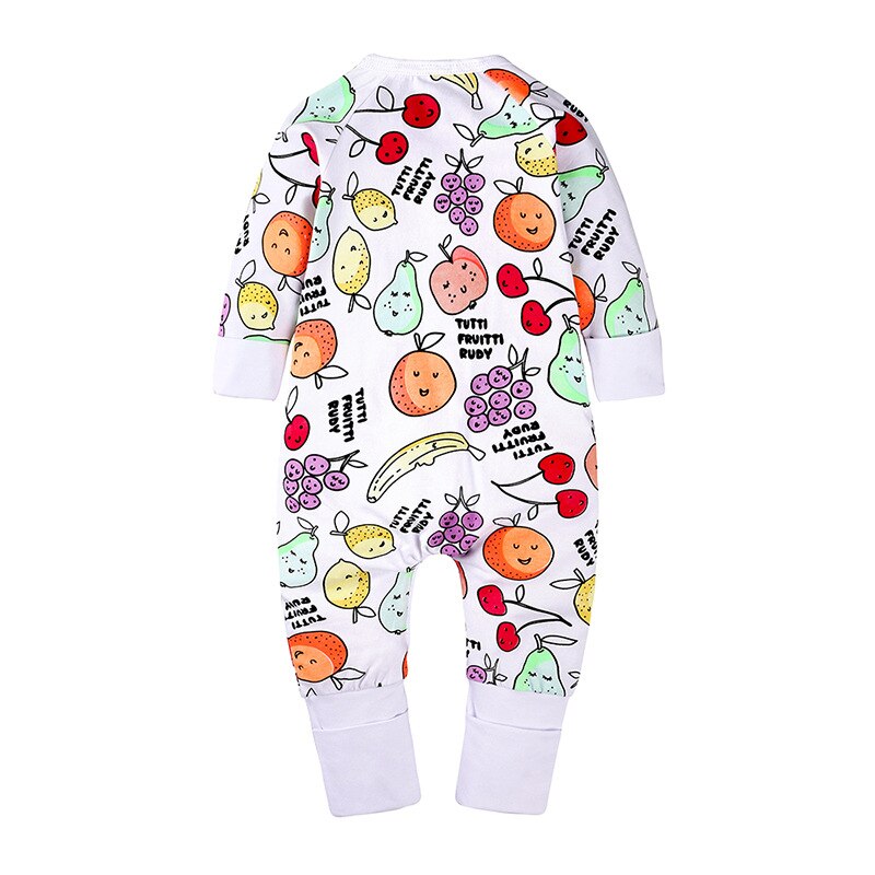 Herfst Lente Baby Baby Rompertjes Cartoon Fruit Gedrukt Katoen Lange Mouw Jumpsuit Jongens Meisjes Kleding