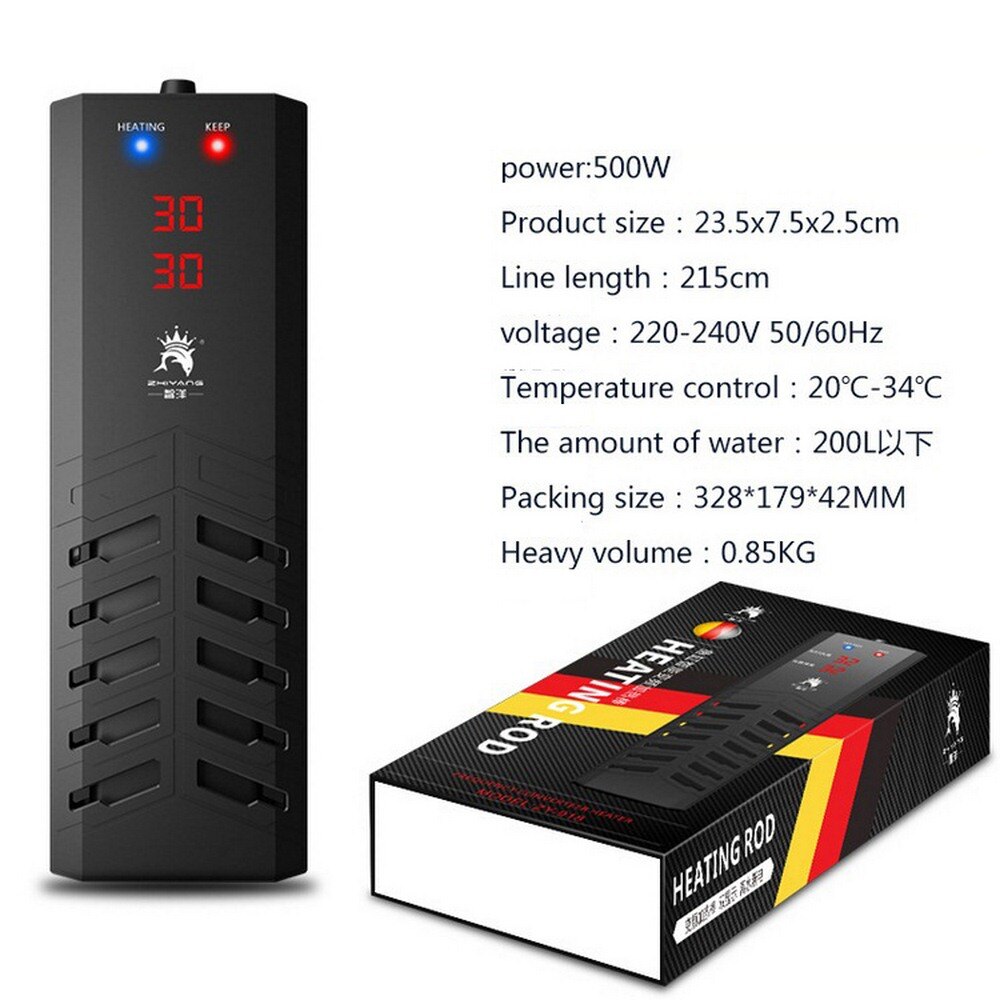 Aquarium Heater 300W 500W 800W 1000W 1200W 1500W Aquarium Heater Reef Fish Tank Dompelpompen verwarming Rod Voor Aquarium: 500W