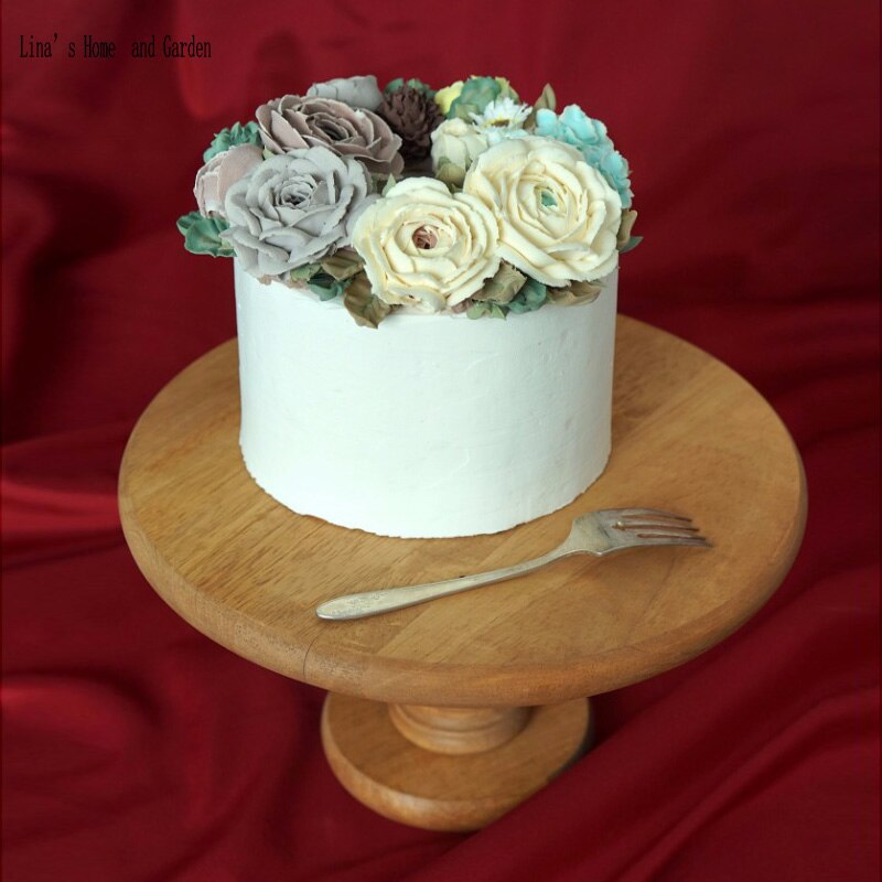 handmade nature vintage wooden pedestal cake stand