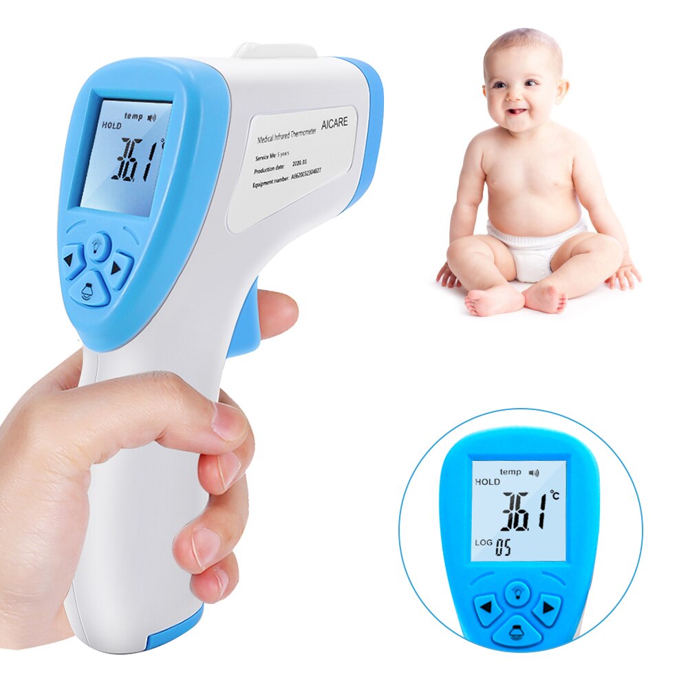 Berøringsfrit øre pandetermometer digitalt lcd display kropstermometer infrarød temperaturmåling ℃ og ℉ omskiftelig: Md1270