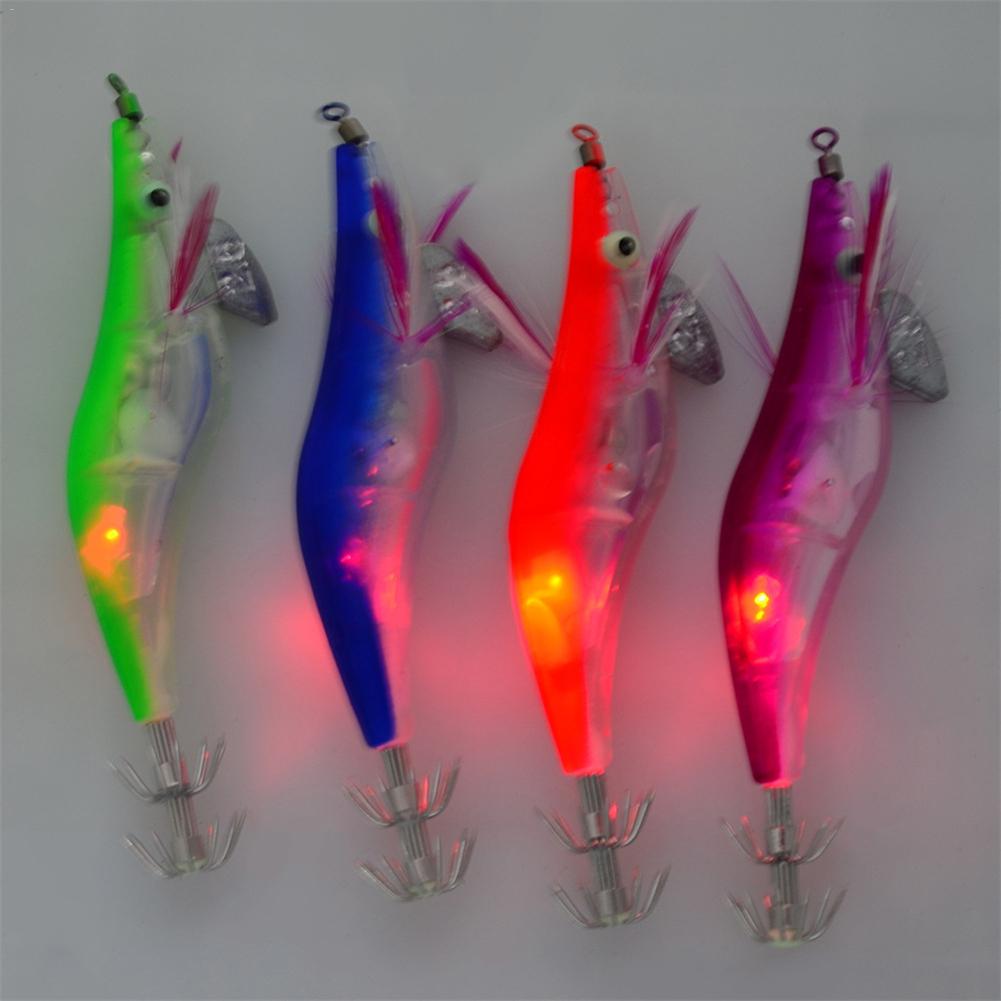 10cm Night Fishing Lure LED Electronic Luminous Shrimp Squid Fishing Squid Jigs Lure Bass Bait Fish Tackle Accessory