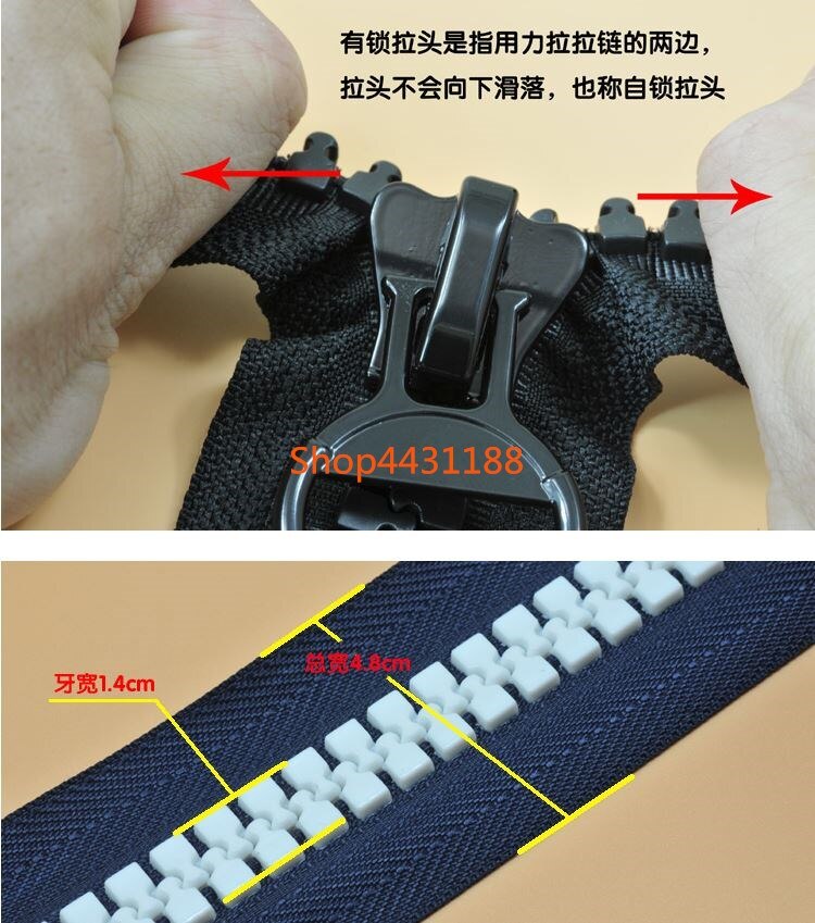 1pcs/lot No#20 250cm Black/White extra large plastic resin opening zipper bags outdoor tent Engineering zipper wide:4.8cm