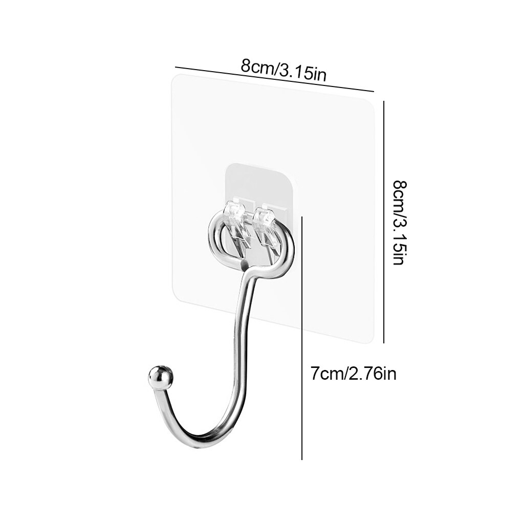 Storage Hook Hanger Self Adhesive Hook Adjustable Wall Rack Kitchen Bathroom Punch-free Non-marking Strong Sticking Hook: Transparent L