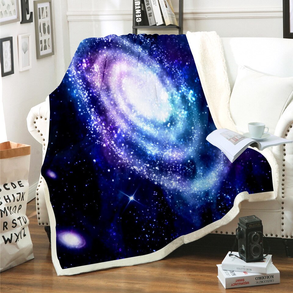 Galaxy planet deken 3d print sherpa deken op bed kindermeisje bloemen huishoudtextiel dromerige stijl 06