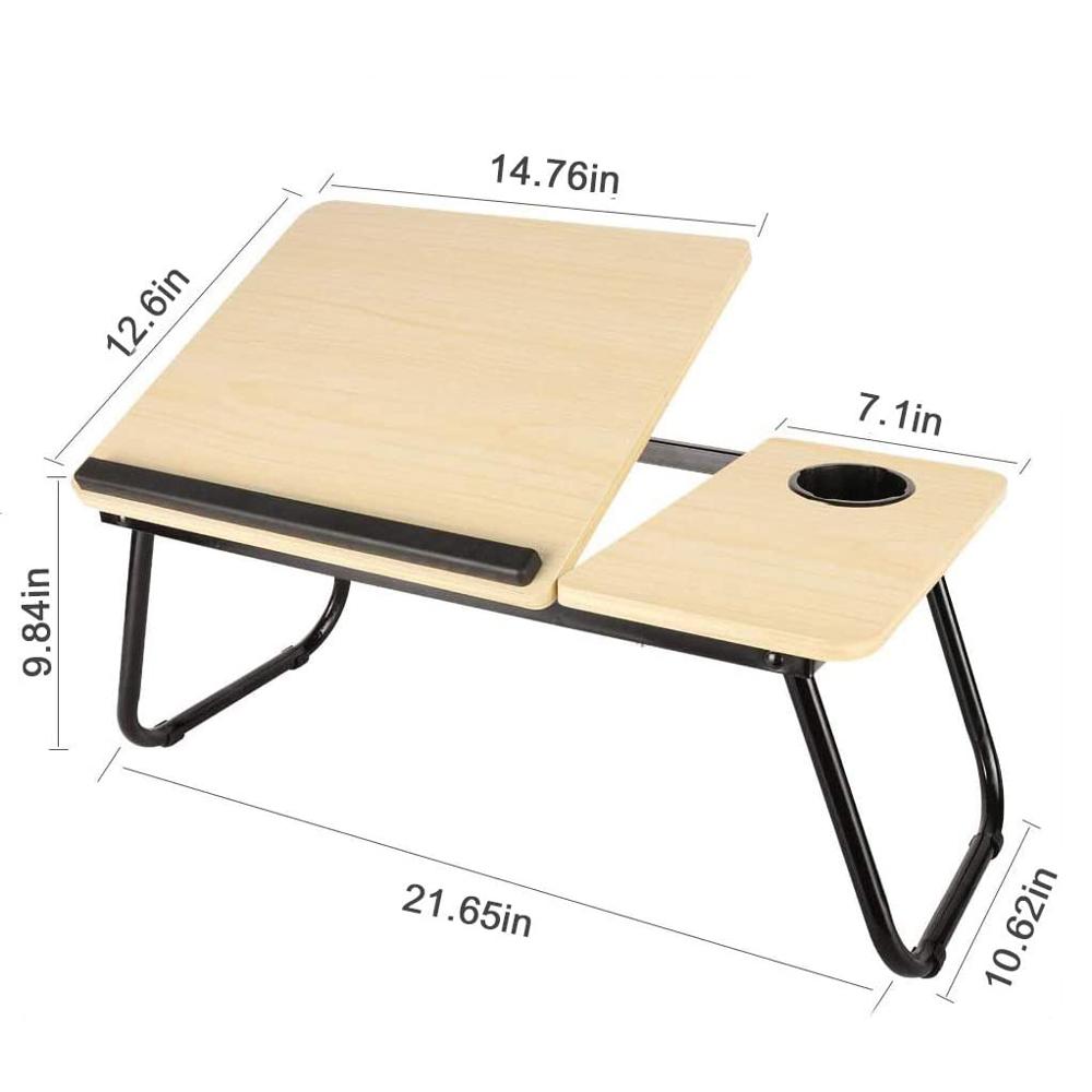 Escritorio plegable para Laptop para la cama computadora portátil bandeja para mesa de sofá para escribir 4 ángulos Mesa ajustable para Laptop con sostenedor de taza