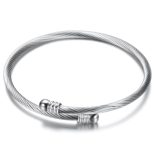 3 farbe glänzend perlen Armbinde edelstahl armbänder für frauen einfache persönlichkeit kleidung zubehör Schmuck: Silber-