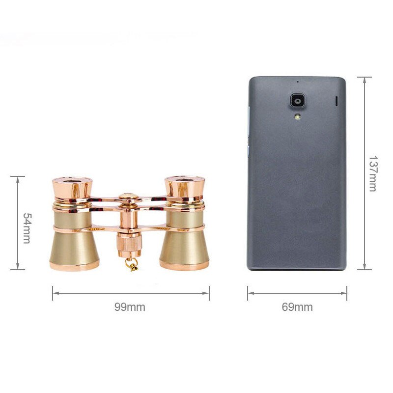 Gold 3X25 Opera Binocular Coated Lens Telescope Opera Glasses Coated Theater Glass Lady Glass Handle Women Girls