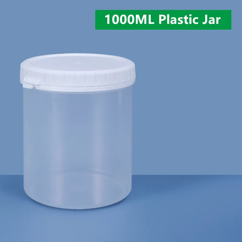 Lege 1000ml plastic potten met deksel voedselveilige bewaardoos luchtdichte verpakking fles 1 st.