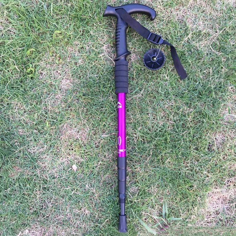 Ultra-light Walking Hiking Stick Aluminium Alloy Telescopic Trekking Pole Alpenstock SEC88: Purple