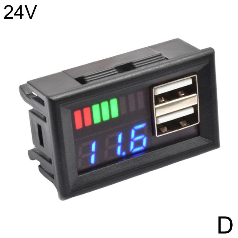 Digitale Blei Säure Lithium Batterie Kapazität Anzeige Dual USB Voltmeter Tester Spannung Meter 12/24V Auto Elektrische Motorrad: 24V blue