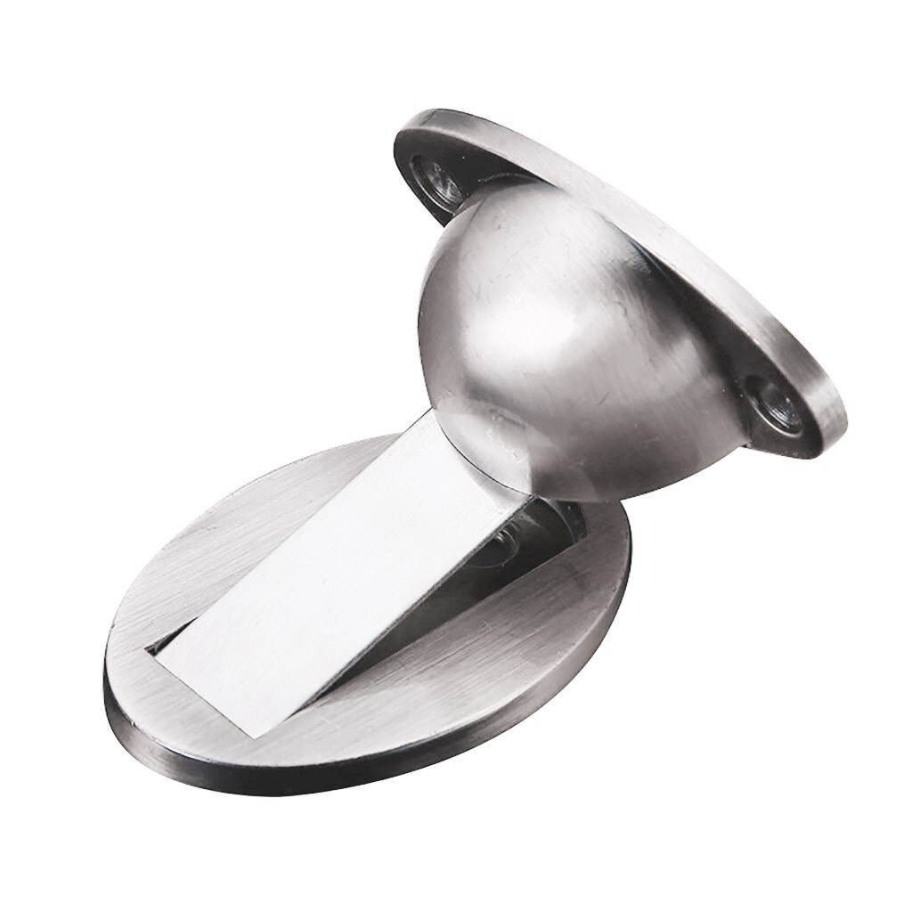 Tope de puerta pomo de pared Protector magnético Invisible soporte tapón de aleación de Zinc Tope de puerta Anti-colisión soporte montado en el suelo: Silver