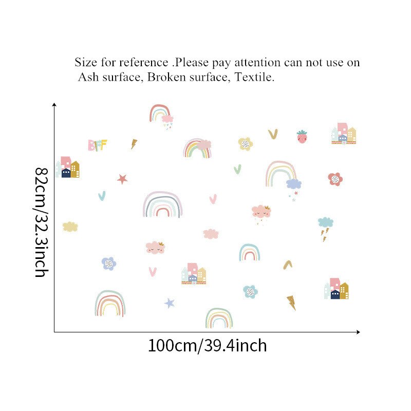 Cartoon Rainbow Cloud Wall Stickers Room Decoration Baby Nursery Bedroom Living Room Kids Rooms Decorations DIY Art Mural Poster