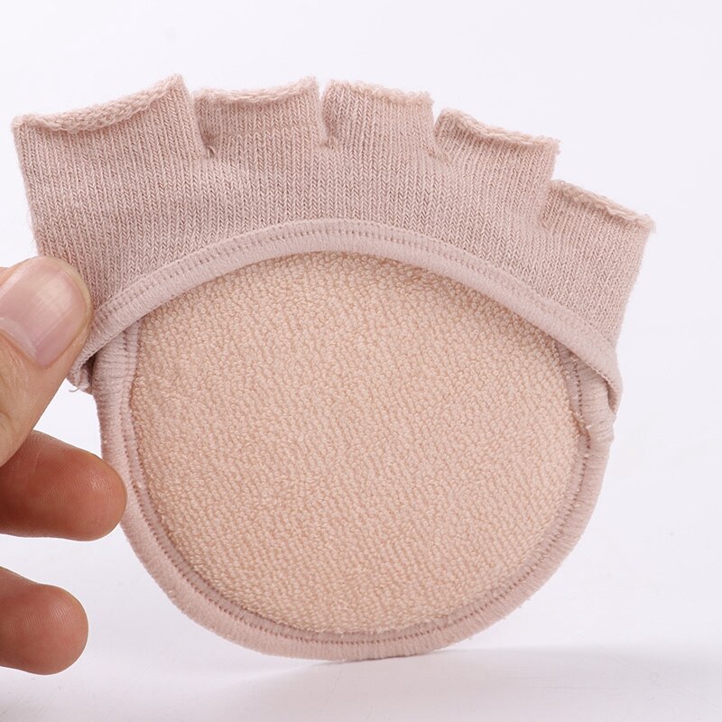 3 Pairs Women Socks Sponge Silicone Anti-slip Lining Open Toe Heelless Liner Sock Invisible Forefoot Cushion Foot Cotton Pad